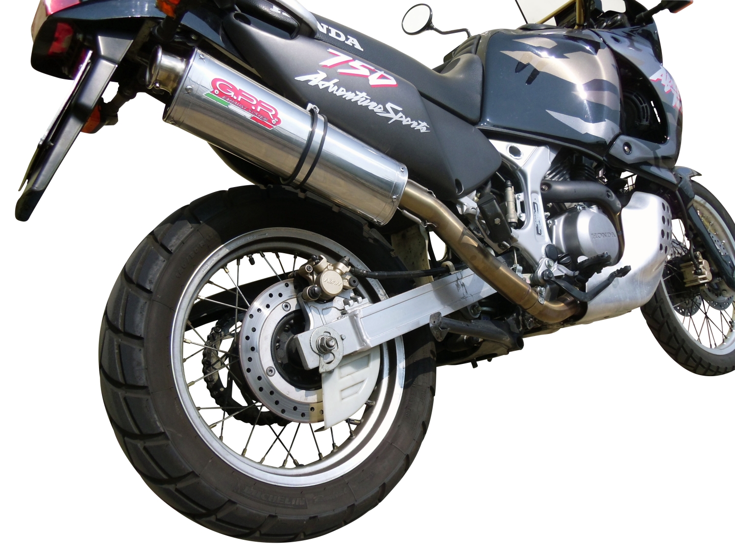 Escape compatível com Honda Africa Twin XRV 750 RD07 1993-2003, Trioval, Escape legal, homologado, silenciador com db killer removível e tubo de ligação específico 