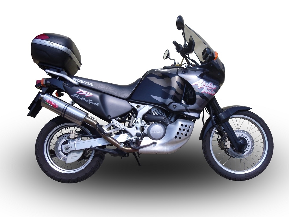 Escape compatível com Honda Africa Twin XRV 750 RD07 1993-2003, Trioval, Escape legal, homologado, silenciador com db killer removível e tubo de ligação específico 