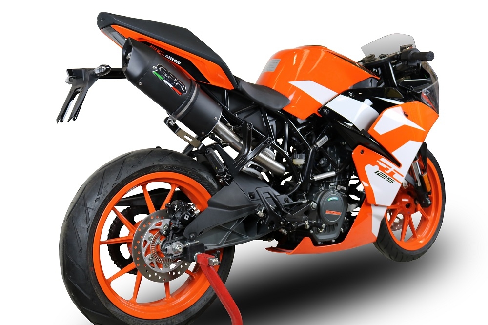 Escape compatível com Ktm Rc 125 2017-2020, Furore Evo4 Nero, Escape legal, homologado, silenciador com catalisador, db killer removível e tubo de ligação específico 