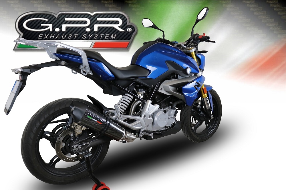 Escape compatível com Bmw G 310 R 2022-2024, GP Evo4 Poppy, Sistema homologado com catalisador linha completa, silencioso mais coletor 