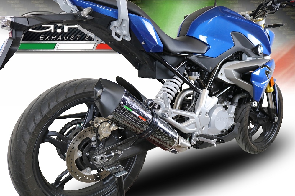 Escape compatível com Bmw G 310 R 2022-2024, GP Evo4 Poppy, Sistema homologado com catalisador linha completa, silencioso mais coletor 