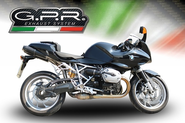 Escape compatível com Bmw R 1200 S 2006-2008, Furore Poppy, Par de silenciosos de escape homologadas, com db killer removível e tubos de ligação específicos 