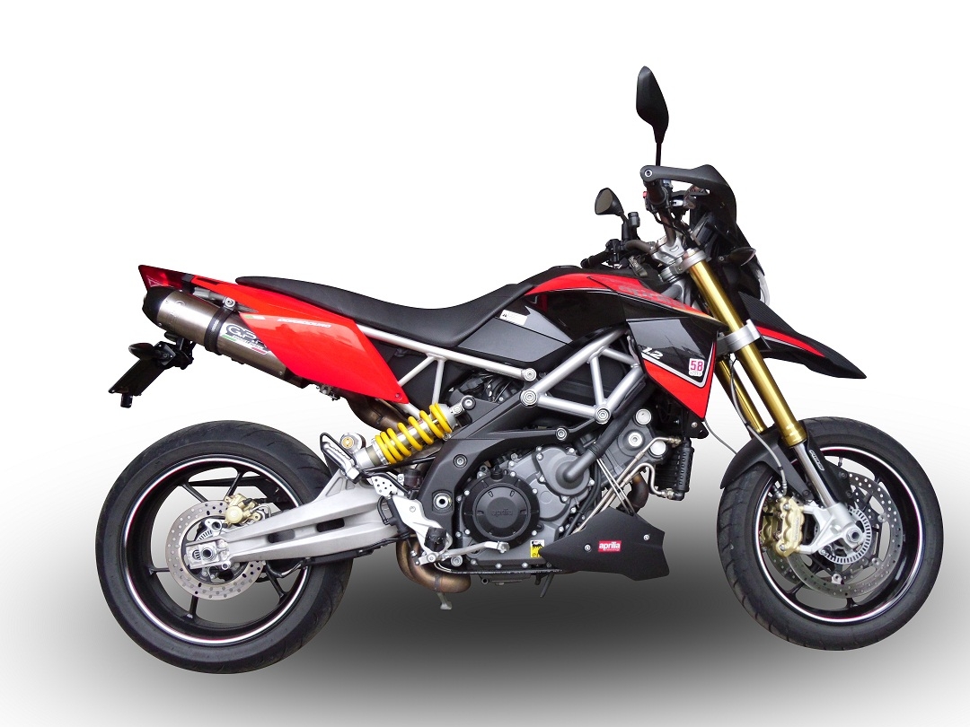 Escape compatível com Aprilia Dorsoduro 1200 2011-2016, GP Evo4 Titanium, Par de silenciosos de escape homologadas, com db killer removível e tubos de ligação específicos 