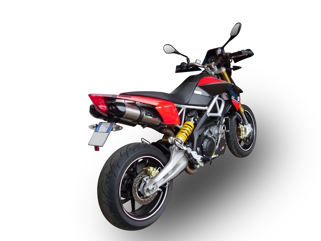 Escape compatível com Aprilia Dorsoduro 1200 2011-2016, GP Evo4 Titanium, Par de silenciosos de escape homologadas, com db killer removível e tubos de ligação específicos 