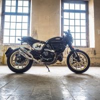 Escape compatível com Ducati Scrambler 800 2015-2016, Deeptone Inox, Par de terminais de exaustão aprovados, com db killer removível, catalisadores e tubo de conexão específico 