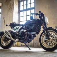 Escape compatível com Ducati Scrambler 800 2015-2016, Deeptone Inox, Par de terminais de exaustão aprovados, com db killer removível, catalisadores e tubo de conexão específico 