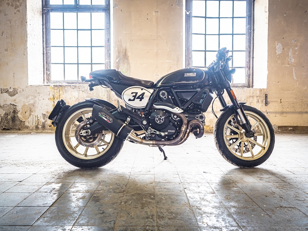 Escape compatível com Ducati Scrambler 800 2015-2016, Furore Poppy, Escape legal, homologado, silenciador com catalisador, db killer removível e tubo de ligação específico 