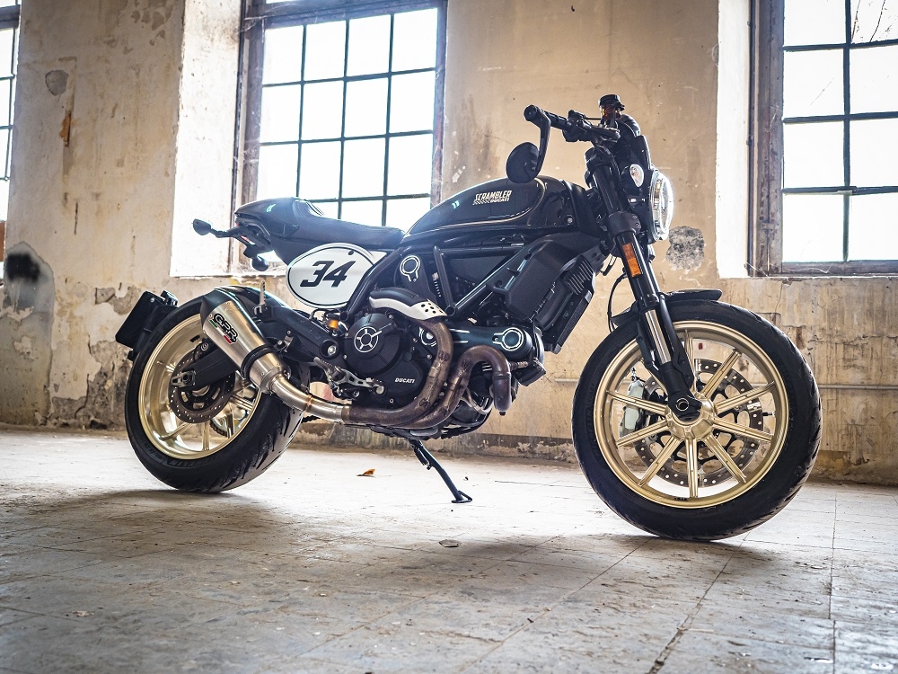 Escape compatível com Ducati Scrambler 800 2017-2020, GP Evo4 Titanium, Escape legal, homologado, silenciador com catalisador, db killer removível e tubo de ligação específico 