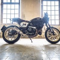 Escape compatível com Ducati Scrambler 800 2017-2020, M3 Titanium Natural, Escape legal, homologado, silenciador com catalisador, db killer removível e tubo de ligação específico 