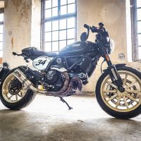 Escape compatível com Ducati Scrambler 800 2015-2016, M3 Titanium Natural, Escape legal, homologado, silenciador com catalisador, db killer removível e tubo de ligação específico 