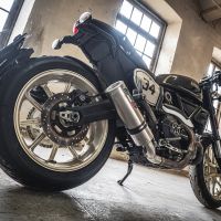 Escape compatível com Ducati Scrambler 800 2017-2020, M3 Titanium Natural, Escape legal, homologado, silenciador com catalisador, db killer removível e tubo de ligação específico 