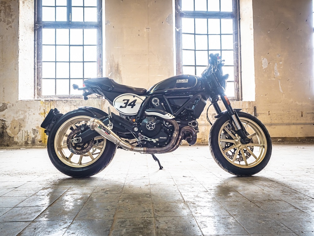 Escape compatível com Ducati Scrambler 800 2017-2020, Powercone Evo, Escape legal, homologado, silenciador com catalisador, db killer removível e tubo de ligação específico 