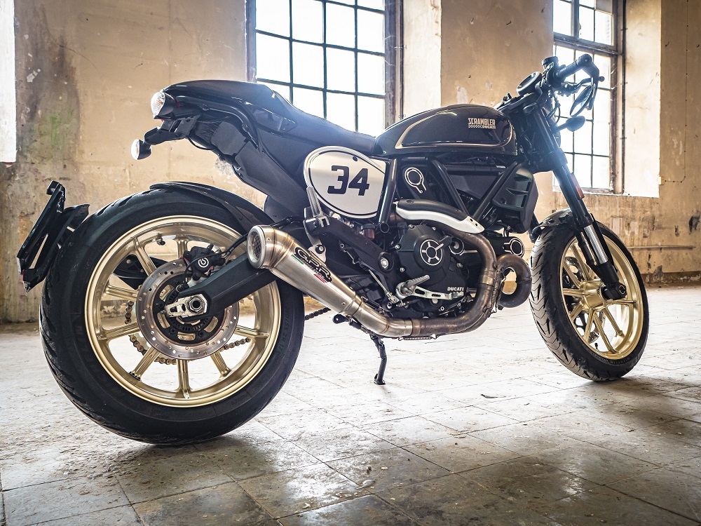 Escape compatível com Ducati Scrambler 800 2017-2020, Powercone Evo, Escape legal, homologado, silenciador com catalisador, db killer removível e tubo de ligação específico 