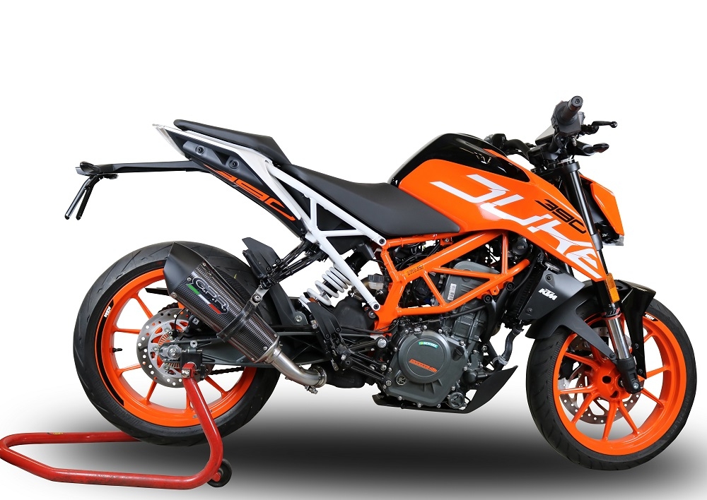 Escape compatível com Ktm Rc 390 2017-2020, GP Evo4 Poppy, Escape legal, homologado, silenciador com db killer removível e tubo de ligação específico 