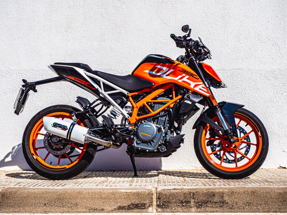 Escape compatível com Ktm Duke 125 2017-2020, Albus Evo4, Escape legal, homologado, silenciador com db killer removível e tubo de ligação específico 