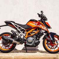 Escape compatível com Ktm Duke 390 2017-2020, Furore Evo4 Nero, Escape legal, homologado, silenciador com db killer removível e tubo de ligação específico 