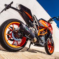 Escape compatível com Ktm Duke 200 2012-2020, Furore Nero, Escape legal, homologado, silenciador com db killer removível e tubo de ligação específico 