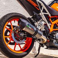 Escape compatível com Ktm Duke 250 2017-2020, GP Evo4 Poppy, Escape legal, homologado, silenciador com db killer removível e tubo de ligação específico 