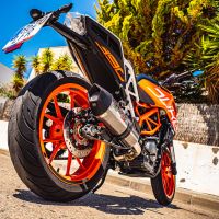 Escape compatível com Ktm Duke 250 2017-2020, GP Evo4 Poppy, Escape legal, homologado, silenciador com db killer removível e tubo de ligação específico 