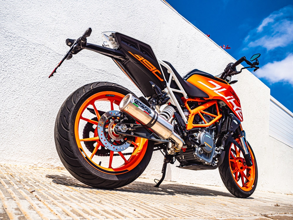 Escape compatível com Ktm Duke 125 2011-2016, M3 Inox , Sistema racing Silencioso com tubo de ligação 