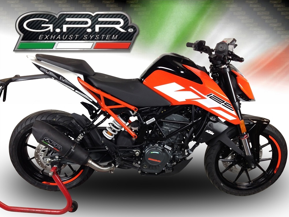 Escape compatível com Ktm Duke 390 2017-2020, GP Evo4 Black Titanium, Escape legal, homologado, silenciador com db killer removível e tubo de ligação específico 