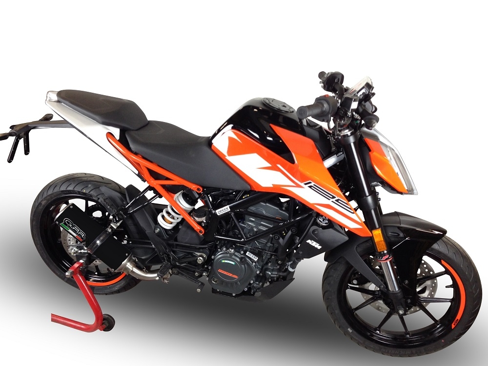 Escape compatível com Ktm Duke 390 2017-2020, M3 Black Titanium, Escape legal, homologado, silenciador com db killer removível e tubo de ligação específico 