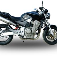 Escape compatível com Honda Hornet 900 - Cb 900 F 2002-2005, Trioval, Par de silenciosos de escape homologadas, com db killer removível e tubos de ligação específicos 