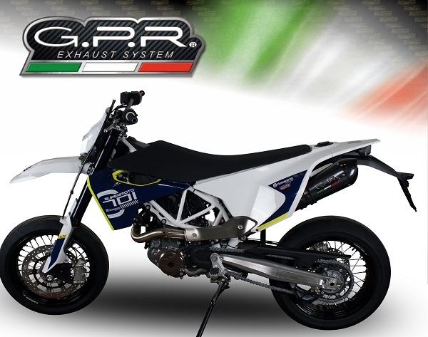 Escape compatível com Husqvarna Supermoto 701 2021-2024, GP Evo4 Poppy, Escape legal, homologado, silenciador com catalisador, db killer removível e tubo de ligação específico 