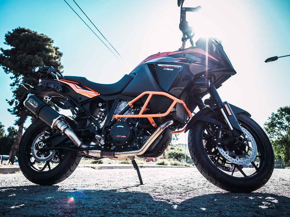 Escape compatível com Ktm Lc 8 Adventure 1050 2015-2016, Dual Poppy, Escape legal, homologado, silenciador com db killer removível e tubo de ligação específico 