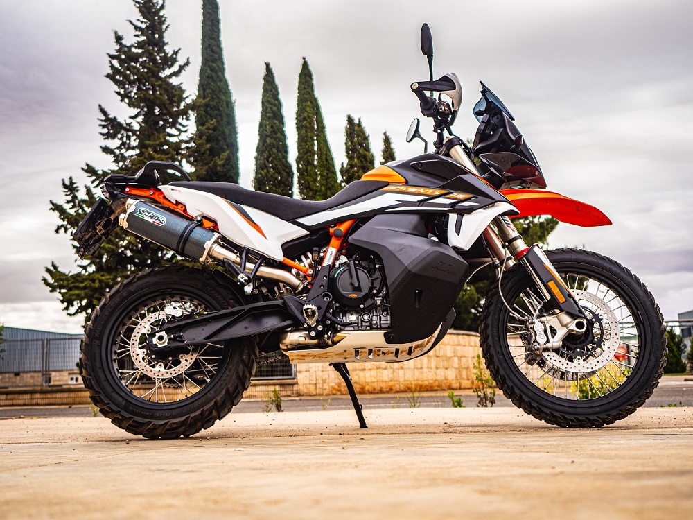 Escape compatível com Ktm Adventure 890 2021-2024, Dual Poppy, Escape legal, homologado, silenciador com db killer removível e tubo de ligação específico 