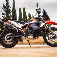 Escape compatível com Ktm Adventure 890 2021-2024, Dual Poppy, Escape legal, homologado, silenciador com db killer removível e tubo de ligação específico 