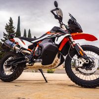 Escape compatível com Ktm Adventure 890 2021-2024, Dual Poppy, Escape legal, homologado, silenciador com db killer removível e tubo de ligação específico 