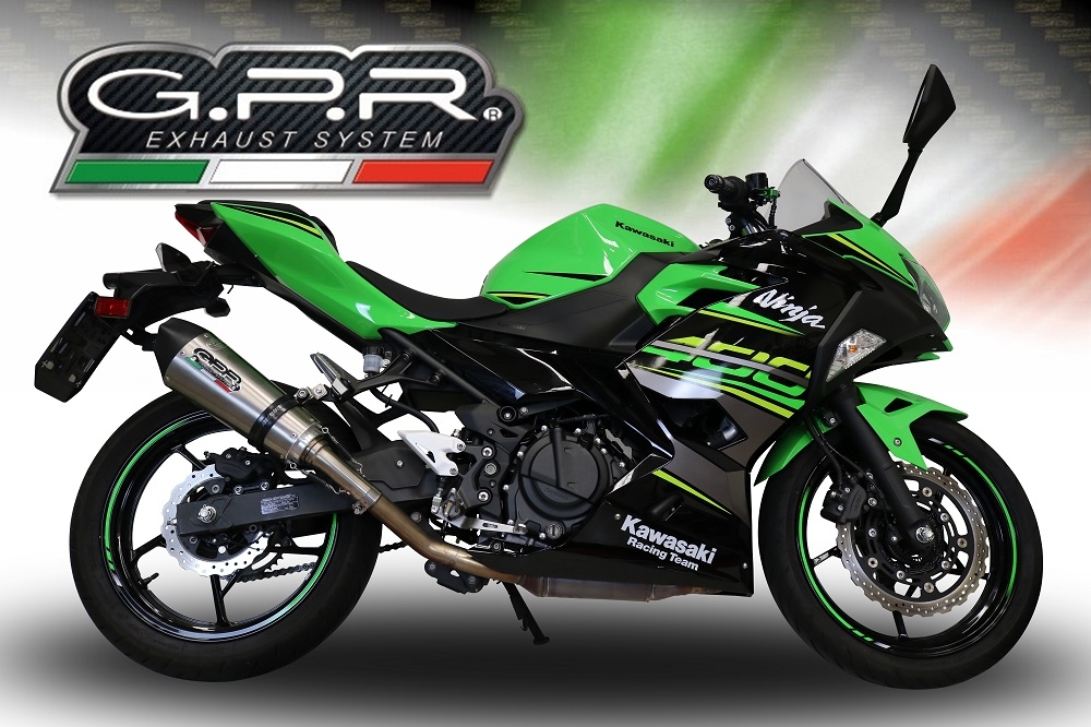 Escape compatível com Kawasaki Ninja 400 2023-2025, GP Evo4 Titanium, Escape legal, homologado, silenciador com db killer removível e tubo de ligação específico 