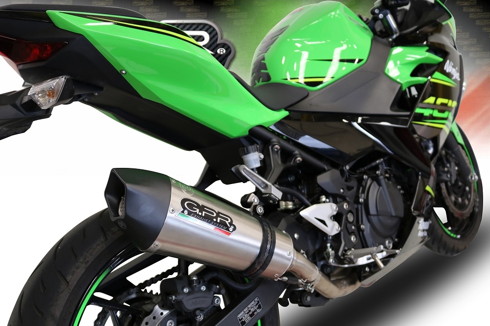 Escape compatível com Kawasaki Z 400 2023-2025, GP Evo4 Titanium, Escape legal, homologado, silenciador com db killer removível e tubo de ligação específico 