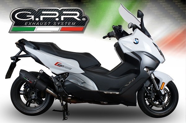 Escape compatível com Bmw C 650 Sport 2016-2020, GP Evo4 Black Titanium, Escape legal, homologado, silenciador com db killer removível e tubo de ligação específico 