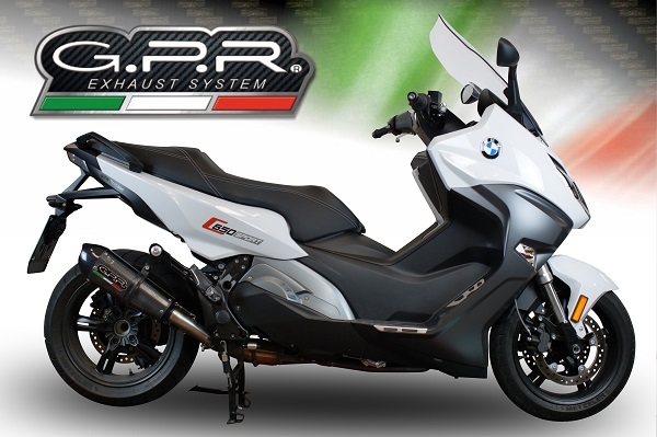 Escape compatível com Bmw C 650 Sport 2016-2020, GP Evo4 Poppy, Escape legal, homologado, silenciador com db killer removível e tubo de ligação específico 