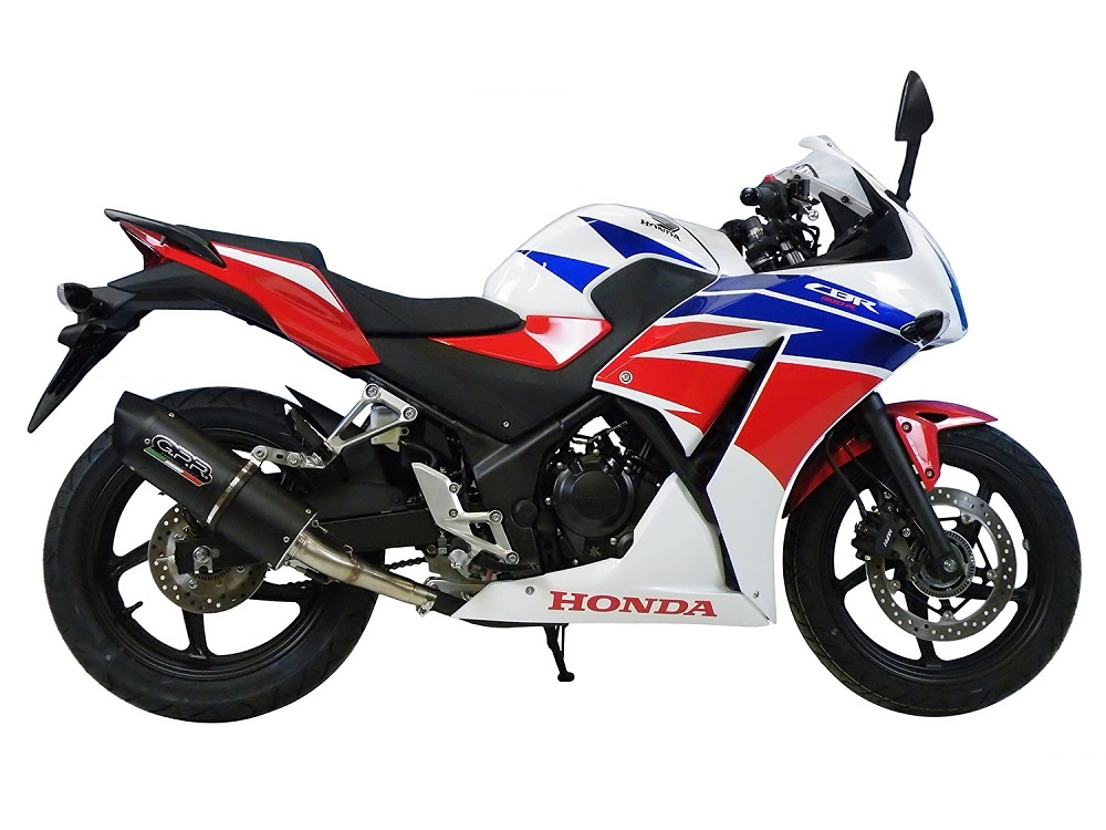 Escape compatível com Honda Cbr 300 R 2014-2016, Furore Nero, Sistema racing Silencioso com tubo de ligação 