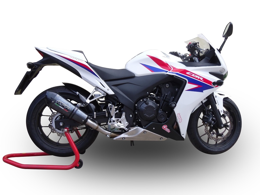 Escape compatível com Honda Cbr 500 R 2023-2024, GP Evo4 Poppy, Escape legal, homologado, silenciador com db killer removível e tubo de ligação específico 