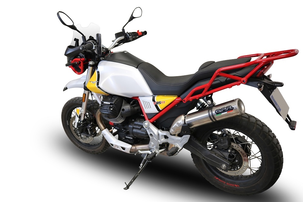 Escape compatível com Moto Guzzi V85 TT 2019-2020, M3 Titanium Natural, Escape legal, homologado, silenciador com db killer removível e tubo de ligação específico 