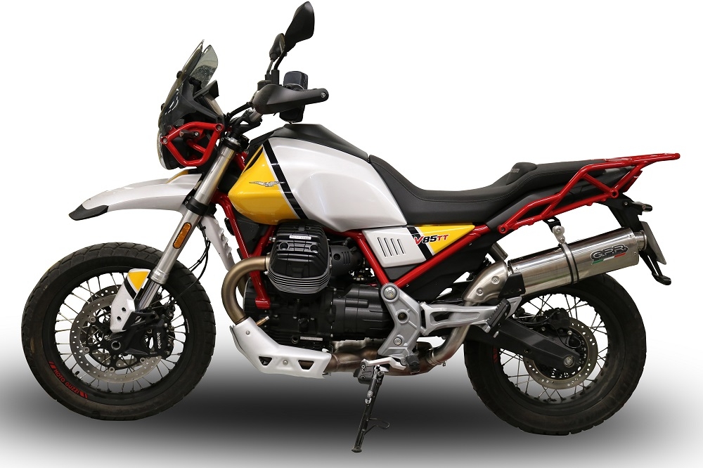 Escape compatível com Moto Guzzi V85 TT 2021-2024, Trioval, Escape legal, homologado, silenciador com db killer removível e tubo de ligação específico 