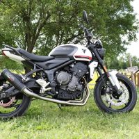 Escape compatível com Triumph Trident 660 2021-2024, M3 Black Titanium, Escape completo, não legal para países da UE, com db killer removível 