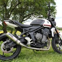 Escape compatível com Triumph Trident 660 2021-2024, M3 Titanium Natural, Sistema homologado com catalisador linha completa, silencioso mais coletor 