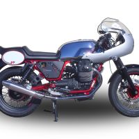 Escape compatível com Moto Guzzi V7 (I - II) Racer 2010-2016, Vintacone , Par de terminais de exaustão aprovados, com db killer removível, catalisadores e tubo de conexão específico 