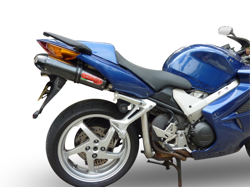 Escape compatível com Honda Vfr 800 V-Tec 2002-2013, Gpe Ann. Poppy, Par de silenciosos de escape homologadas, com db killer removível e tubos de ligação específicos 