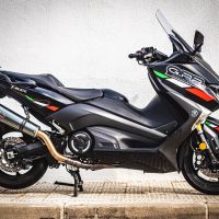 Escape compatível com Yamaha T-Max 530 2017-2021, GP Evo4 Poppy, Sistema homologado com catalisador linha completa, silencioso mais coletor 