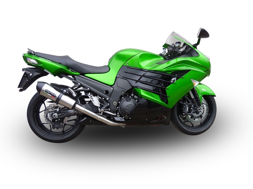 Escape compatível com Kawasaki Zzr 1400 2017-2022, GP Evo4 Titanium, Par de silenciosos de escape homologadas, com db killer removível e tubos de ligação específicos 