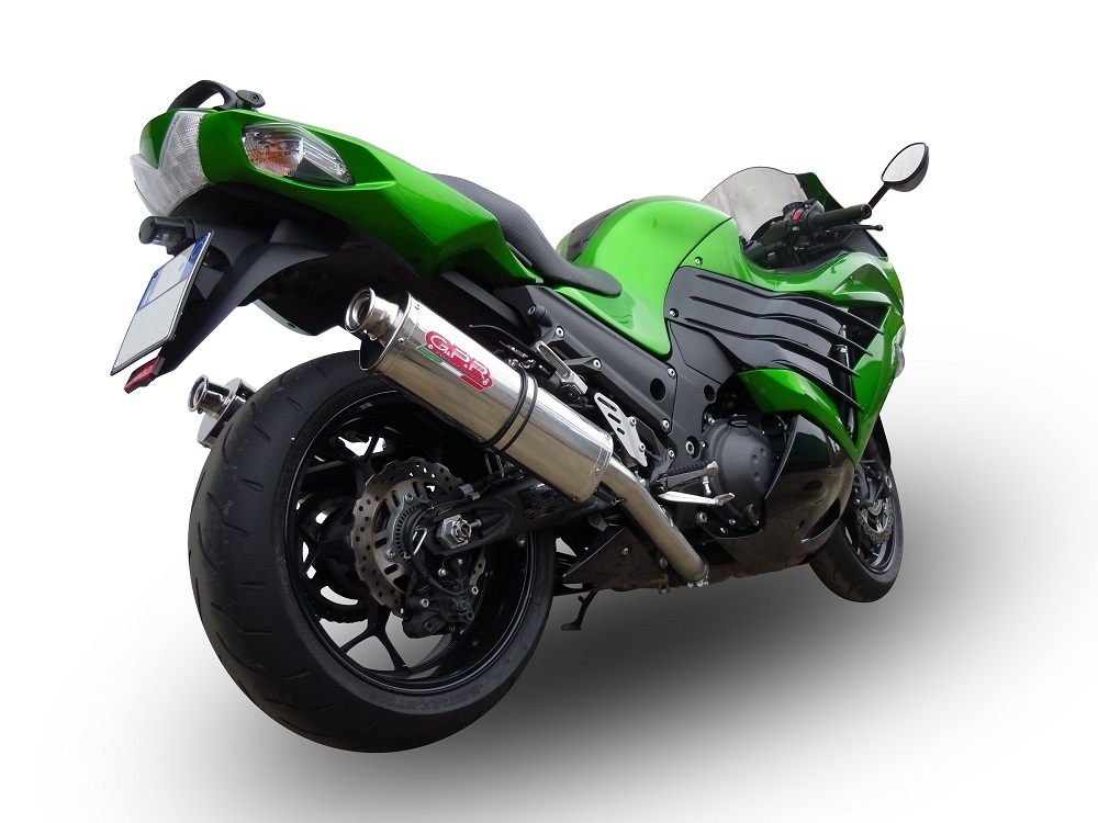 Escape compatível com Kawasaki Zzr 1400 2017-2022, Trioval, Par de silenciosos de escape homologadas, com db killer removível e tubos de ligação específicos 