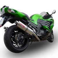 Escape compatível com Kawasaki Zzr 1400 2008-2011, Trioval, Par de silenciosos de escape homologadas, com db killer removível e tubos de ligação específicos 