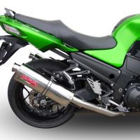 Escape compatível com Kawasaki Zzr 1400 2008-2011, Trioval, Par de silenciosos de escape homologadas, com db killer removível e tubos de ligação específicos 