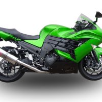 Escape compatível com Kawasaki Zzr 1400 2012-2016, Trioval, Par de terminais de exaustão aprovados, com db killer removível, catalisadores e tubo de conexão específico 